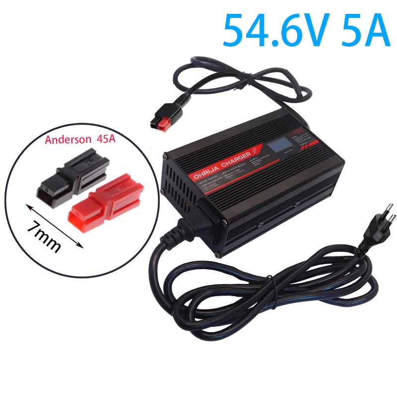54.6V 5A oplader slimme aluminium behuizing is geschikt voor 13S 48V OLED-display Li-ion Lipo-batterij OLED-display snellader OHRIJA
