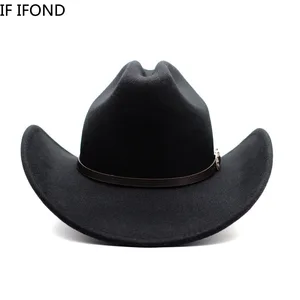 Chapéu de cowboy ocidental vintage para cavalheiro masculino senhora jazz cowgirl com aba larga de couro cloche igreja sombrero hombre bonés 8 principais vendas chapeu cabedal - №7