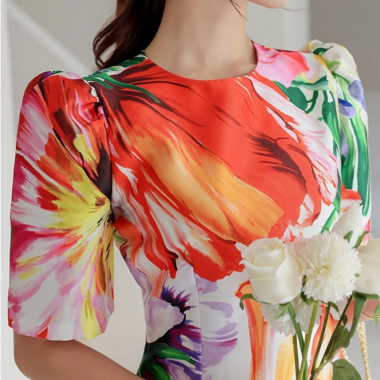 ZANZEA 여성용 플로럴 프린트 섹시 드레스 2023 여름 컬렉션 캐주얼 맥시 드레스 (기타 소재)