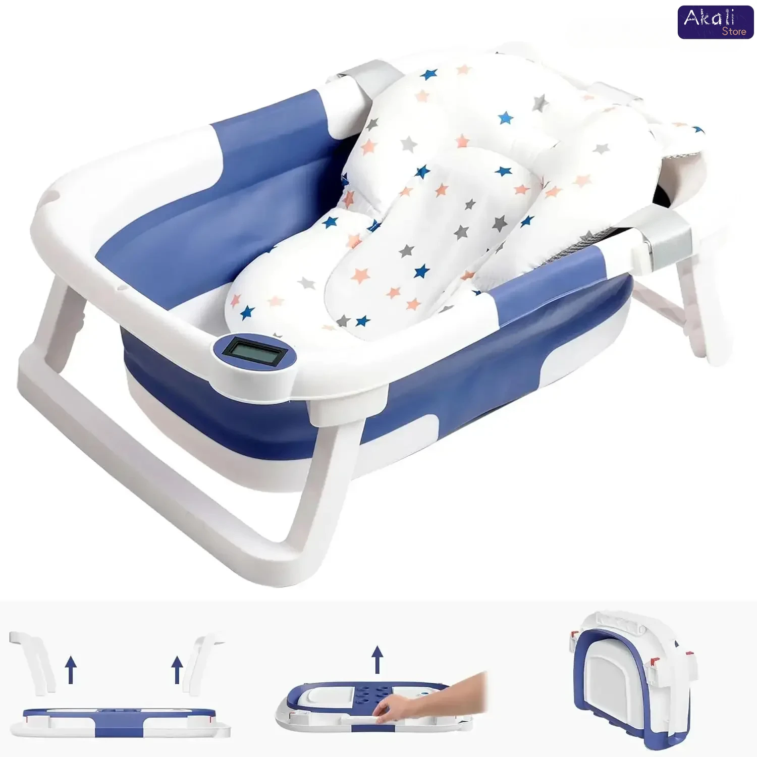 Portable Baby Bath Foldable Real-time Temperature Bathtub Suitable for Newborns 0-36 Months Baby Non-slip Bathtub