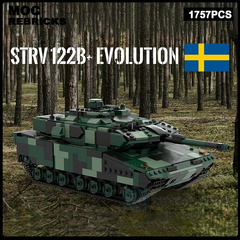 

Military Soviet Union WW II T34 1941 Variant Minifig Strv 122B+ Evolution Main Battle Tank MOC Building Block Model Brick Toys