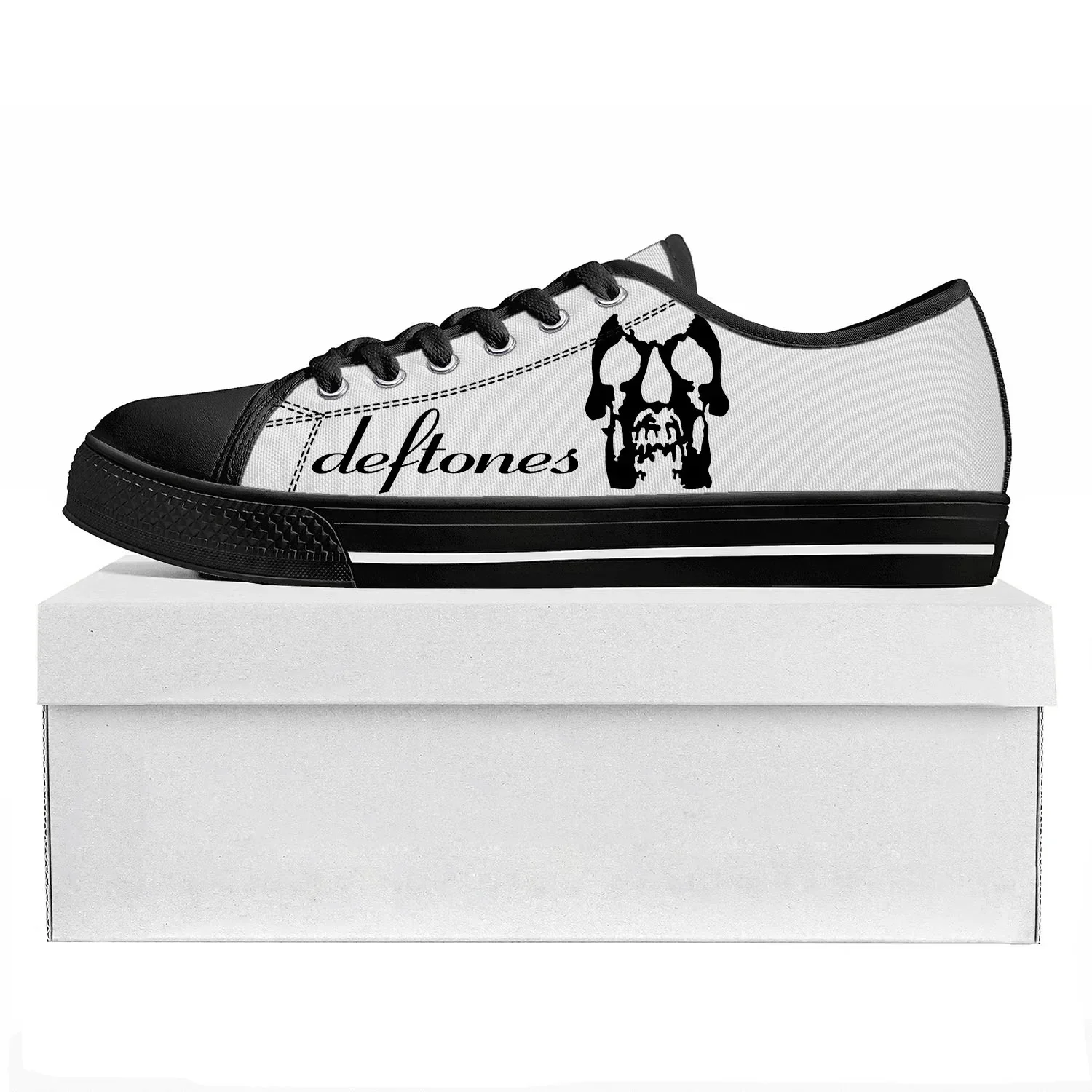 D-Deftones Rock Band Low Top High Level Sneakers Mens Womens Teenager Canvas Radiohead Of The Metal Scene Skeleton Couple Shoes