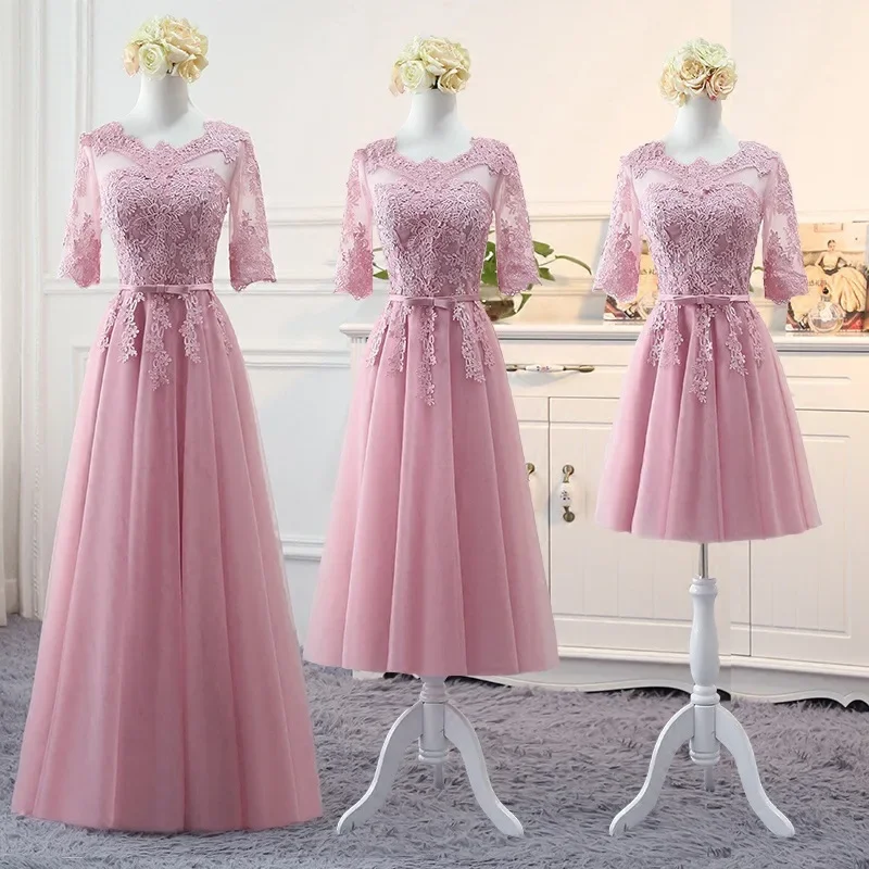 

Korean Version of The Medium and Long Sister Group Bridesmaid Dress, Female Host, Thin Bean Paste Color Evening Banquet Dress