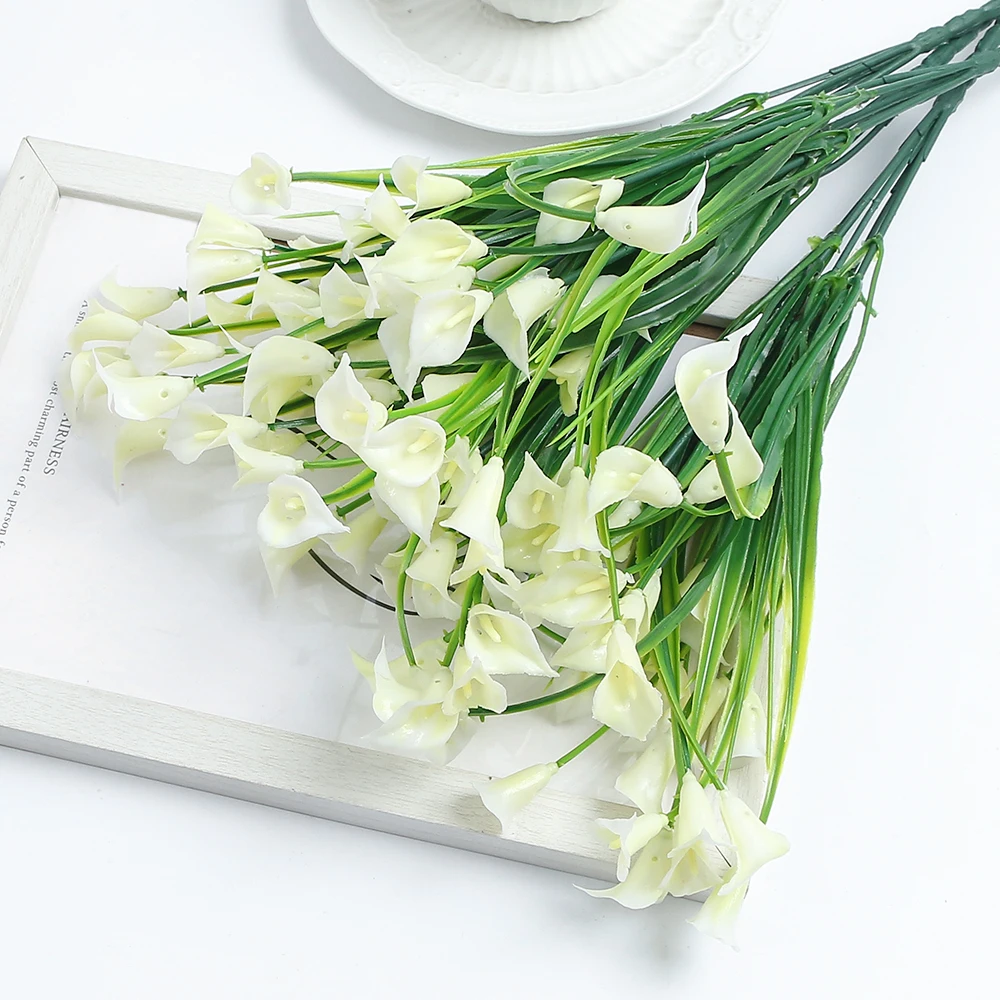 Künstlicher Plastik-Calla-Lilien-Strauß 33cm Kunstblumen für Heim-Raumdekoration Garten-Hochzeitsdekoration Outdoor-Vasen-Blumenarrangement – Detail 7