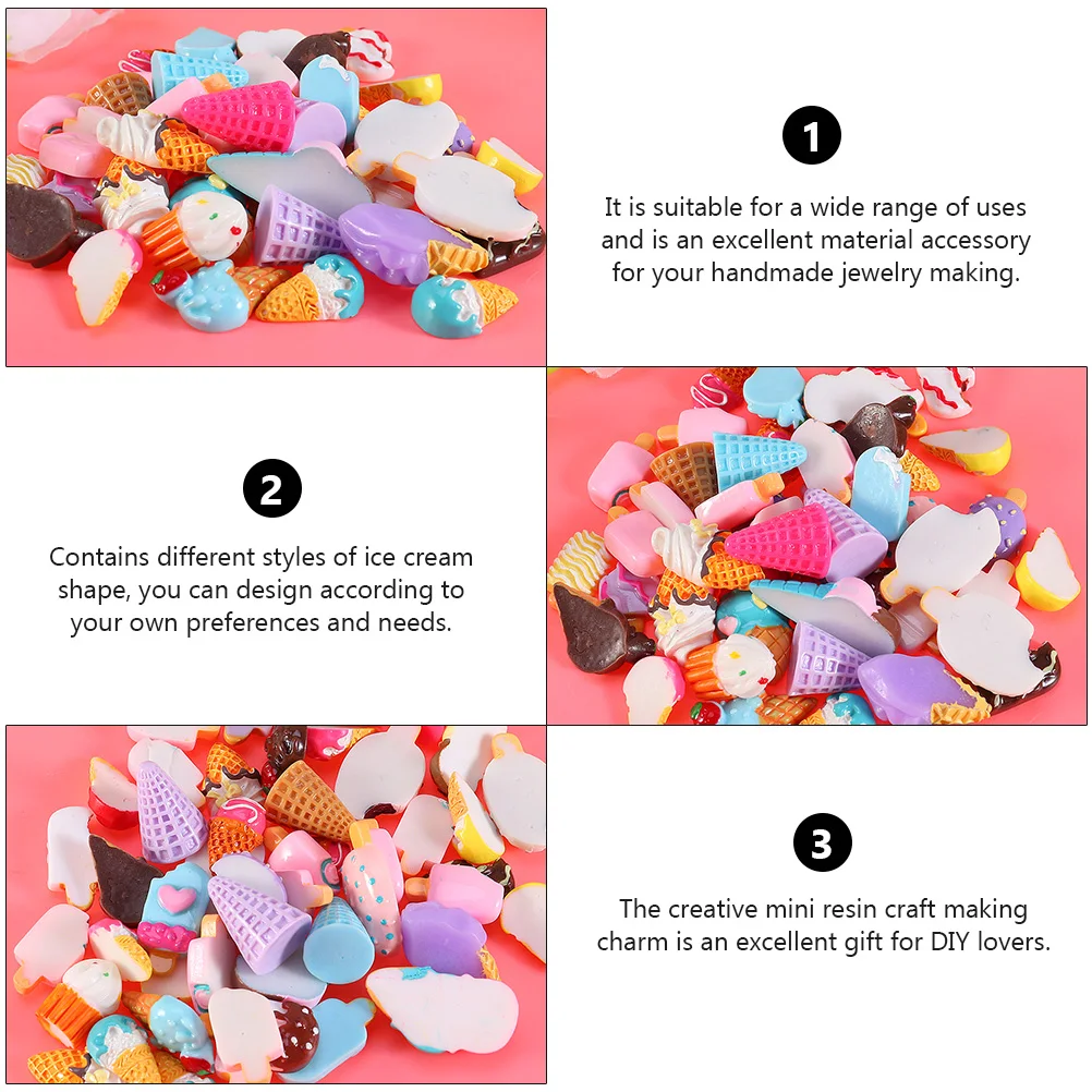 

30 Pcs Ice Cream Accessories Charm Enamel Pendants Charms Artificial Decoration