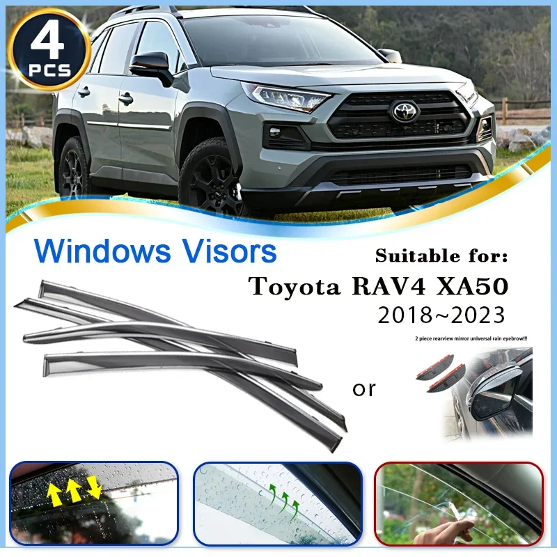 

Window Visor for Toyota RAV4 Suzuki Across XA50 RAV 4 2018~2023 Rain Guard Deflector Windshields Eyebrow Awnings Car Accessories