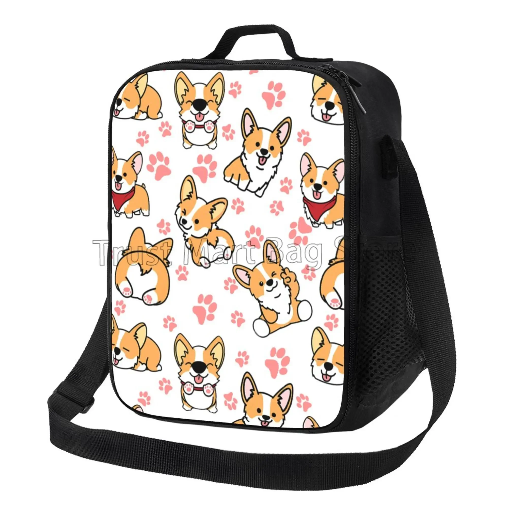 Animal Corgi Lunch Box for Kids Girls Boys Cute Dog Insulated Lunch Bag Cooler Bento Tote Bags with Adjustable Shoulder Strap