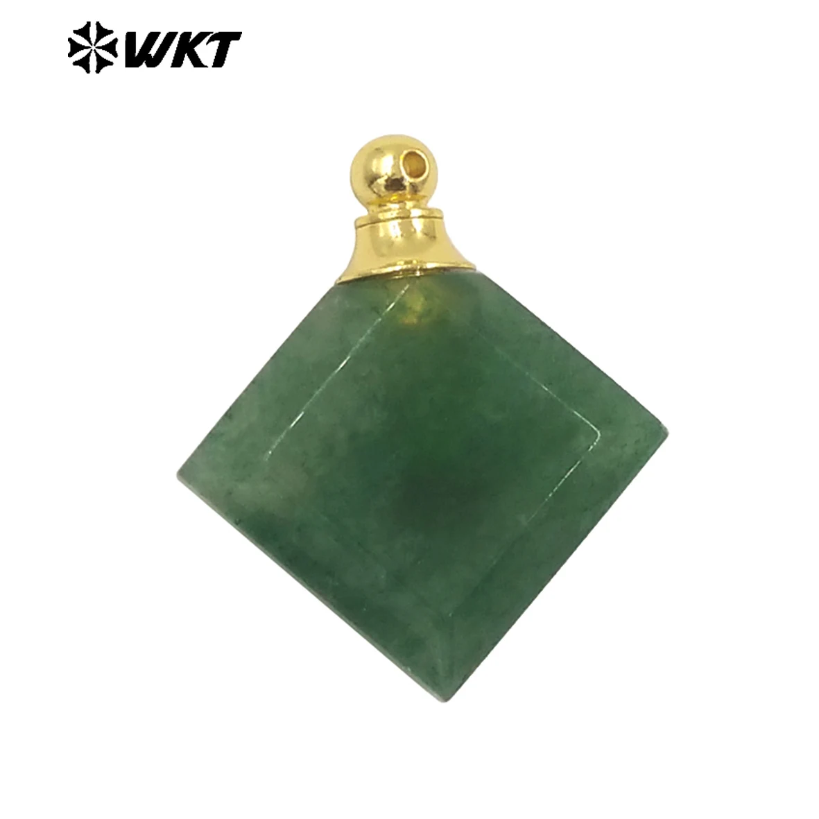 WT-P1980 Wholesale Small Square Perfume Bottle Pendant Natural High Quality Raw Stone With Gold Plated Design Cute And Exquisite