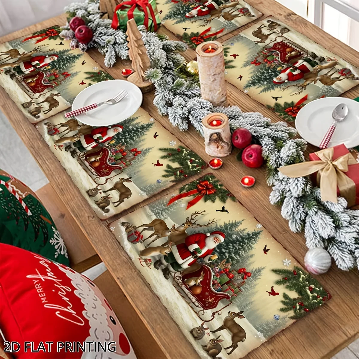 2/4/6/8 Stück Weihnachten Polyester Tischsets Party & Versammlung Restaurant Tischsets Küche Wasserdichte Untersetzer Kaffe Untersetzer