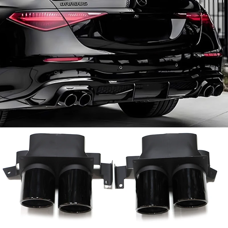 For Mercedes-Benz W223 S-Class S450L S500L Upgraded B Style 4 Outlet Stainless Steel Carbon Fiber Exhaust Pipe Muffler Tailpipe