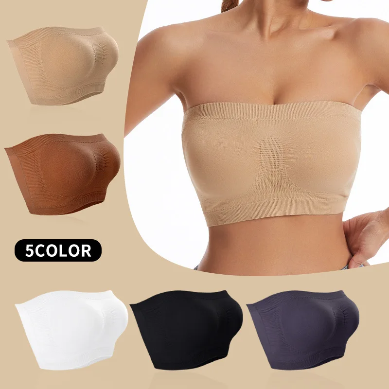 

S-3XL Large Size Women's Underwear Strapless Comfortable Non-underwire Bra Seamless Integrated Sports Bra Suitable for Weddings