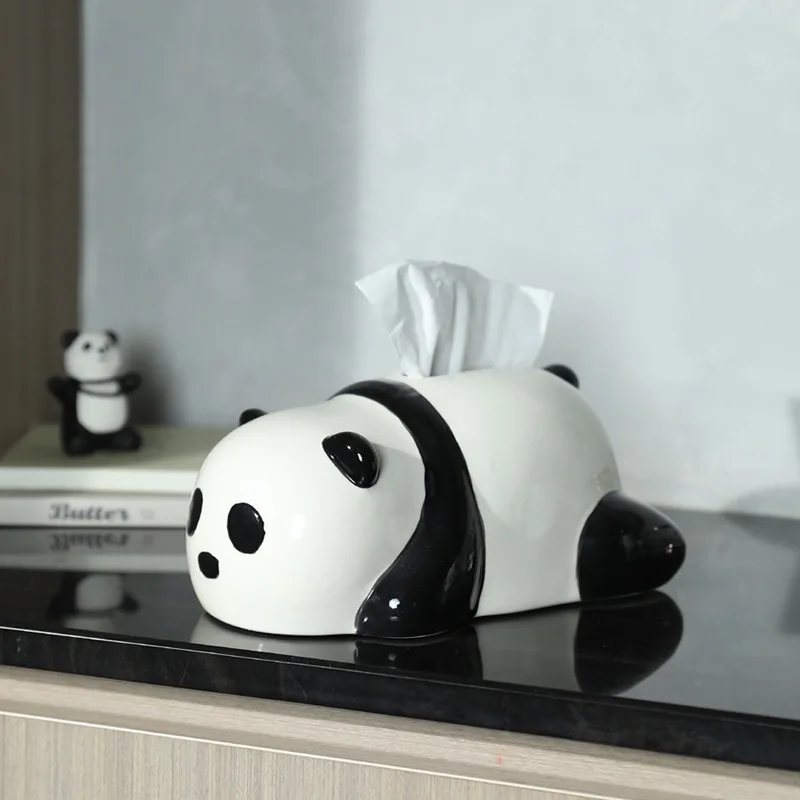 Creative Ceramic Animal Tissue Box - Cute Panda/Polar Bear Design Living Room Desktop Decoration Household Napkin Holder