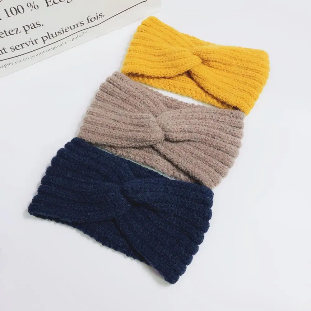 Novo inverno bandana moda feminina mais quente orelha de malha bandana de alta qualidade cashmere hairband meninas acessórios para o cabelo headwear