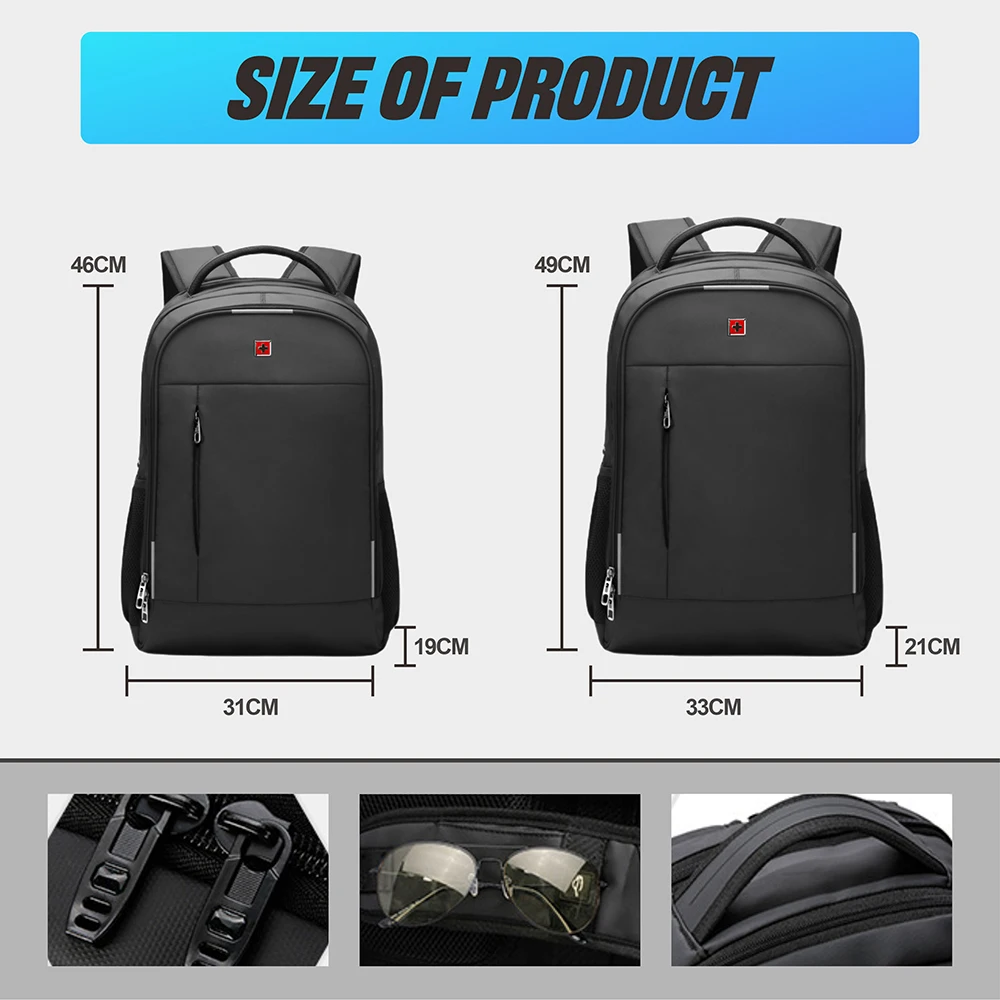 SWISS MILITARY Men Laptop Backpack 17 Inch Fashion Business Backpack School Waterproof Usb Large Capacity Bag Mochilas Chest Bag