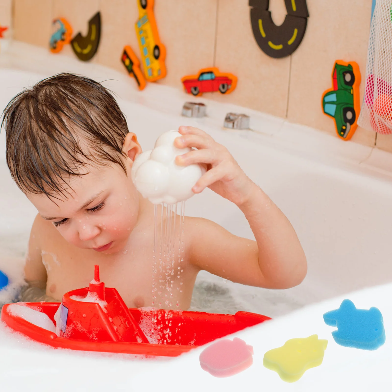 Tappetino in spugna da bagno per bambini da 5 cm, antiscivolo, spesso, morbido, confortevole, per doccia, vasca da bagno, supporto sagomato per la testa e il collo, asciugatura rapida