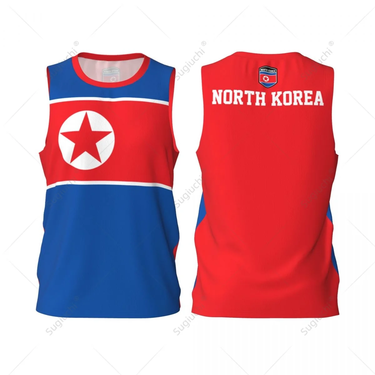 North Korea Flag Men Basketball Sports Running Fitness Multifunction Sleeveless tshirt Exclusive Custom Name Nunber