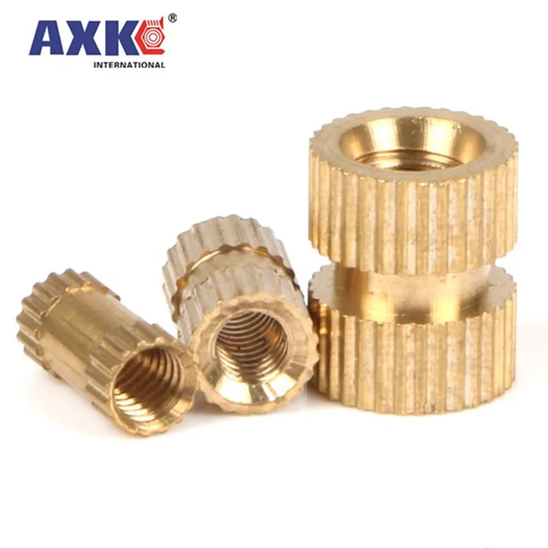 MeaccelerThread-Écrou d'insertion mométrage en laiton pur, colonne de forme ronde, moulage par injection, Nutsert, cuivre massif, 50X, M2, M2.5, M3, OD 3.5, 4, 5mm