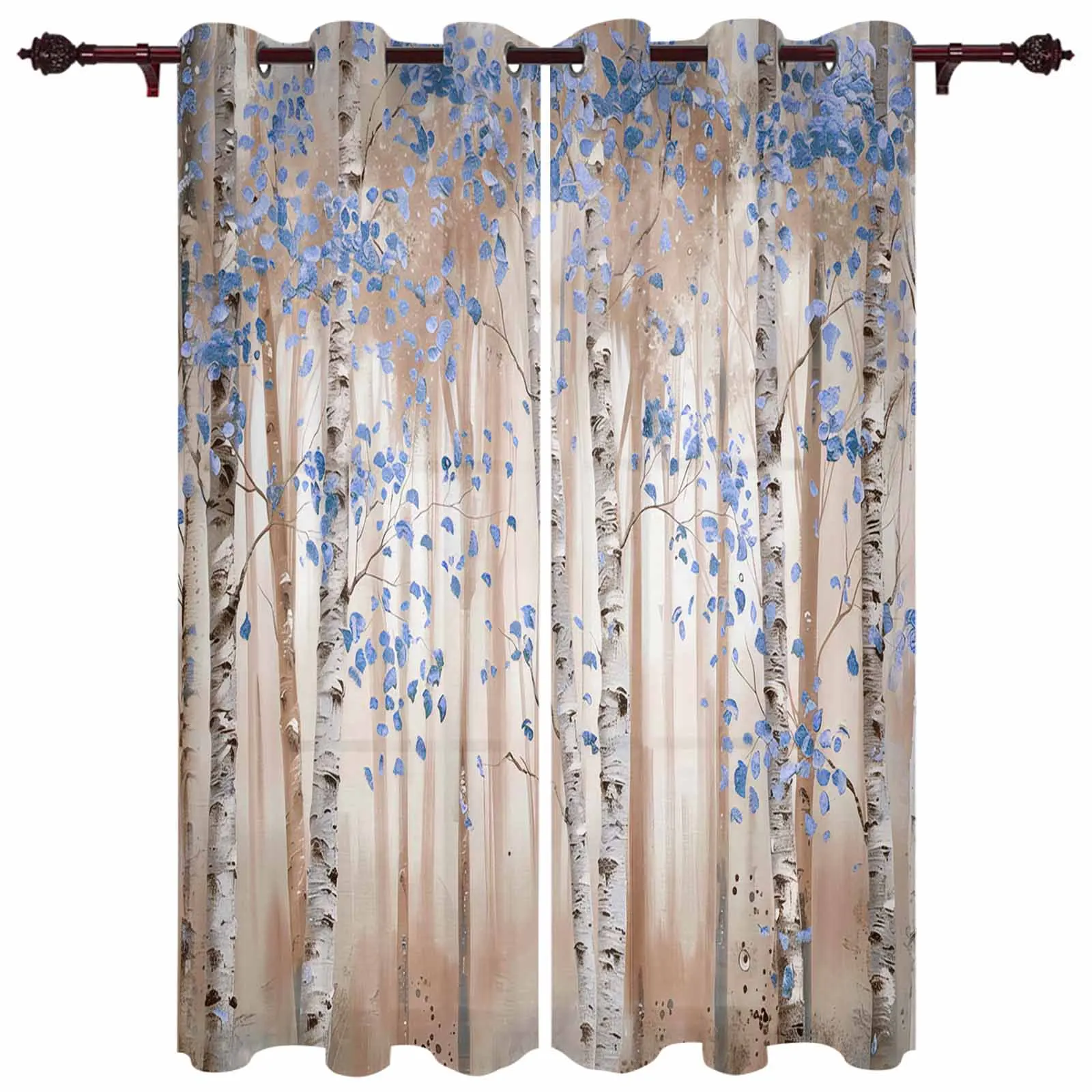 Impressionism Of Oil Painting Forest Plants Modern Window Curtains for Living Room Bedroom Curtain Home Decor Balcony Drapes