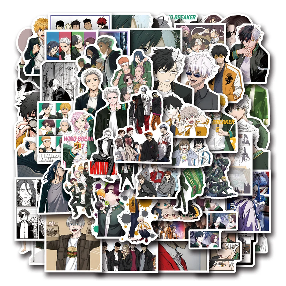 10/30/50/110pcs pegatinas Cool Wind Breaker Haruka Sakura Hayato Suou ‌ Pegatinas de Dibujos Animados para Maletas, Teléfonos, Guitarras, Calcomanías de Anime, Juguetes