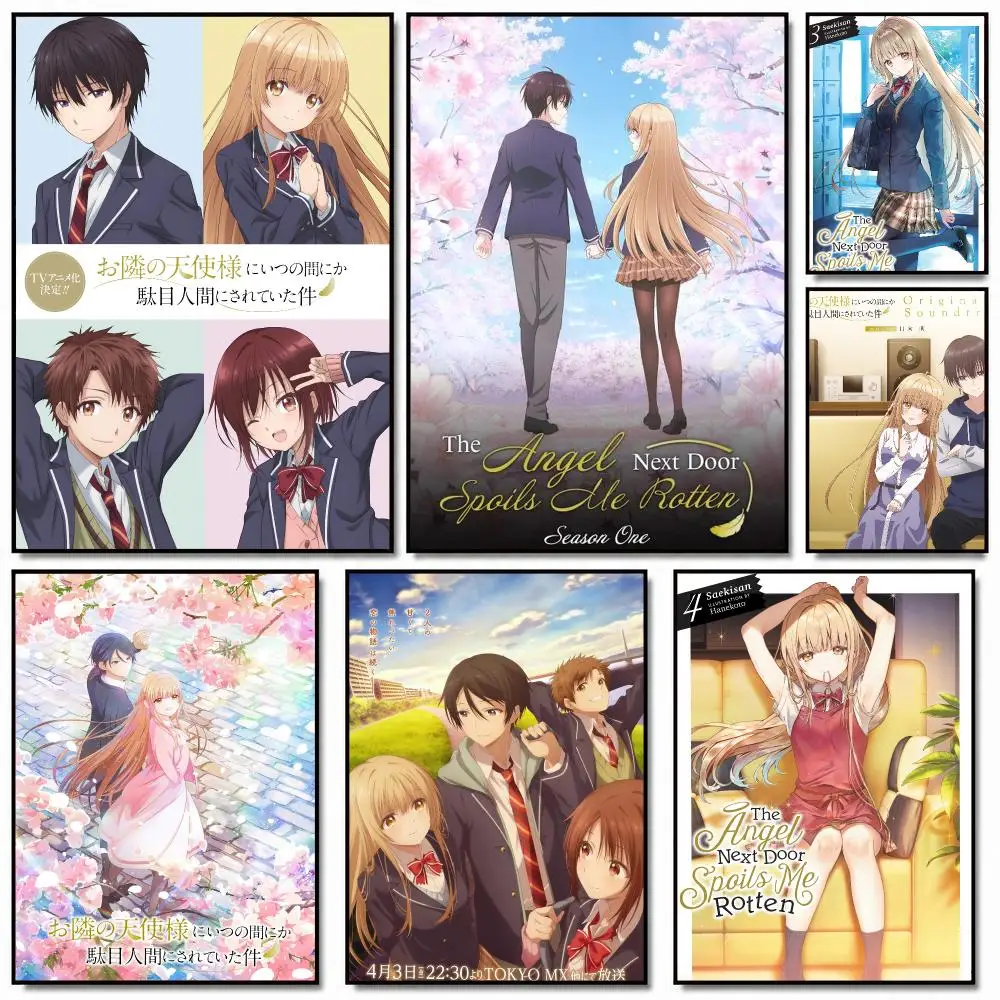 anime T-The Angel Next Door Spoils Me Rotten-N Poster Removable Wall Sticker for Home Cafe Bar Office Interior Decor