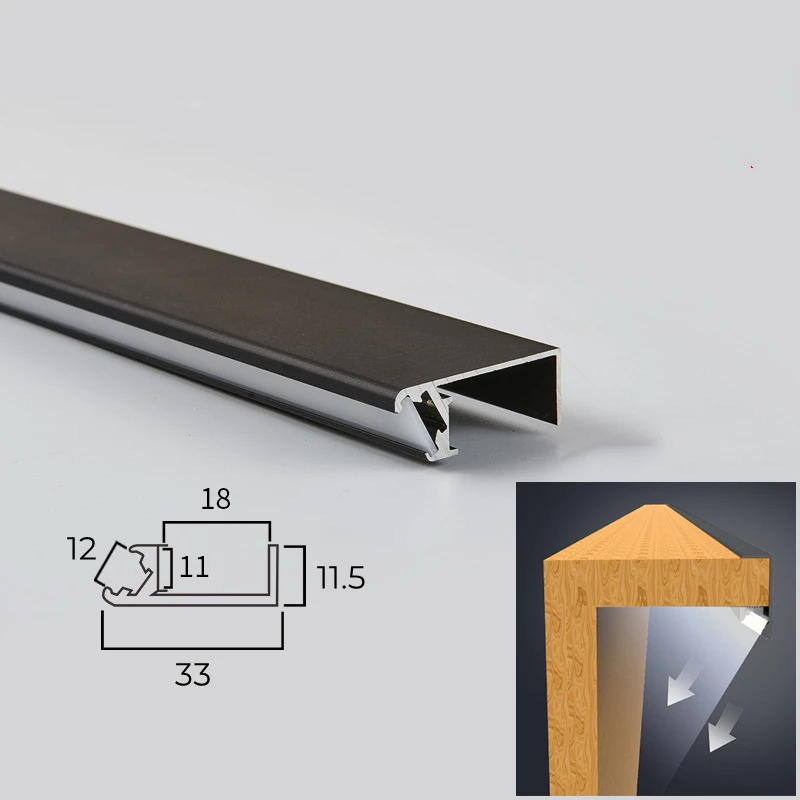 Bande lumineuse LED encastrée en aluminium, 18mm, pour panneau en bois, rétro-éclairage Invisible, barre de serrage