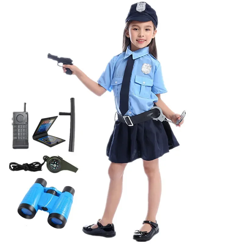 Costumi di Halloween per ragazze poliziotto poliziotto poliziotto Costume bambini bambino Cosplay poliziotto uniforme partito vestito fantasia costume