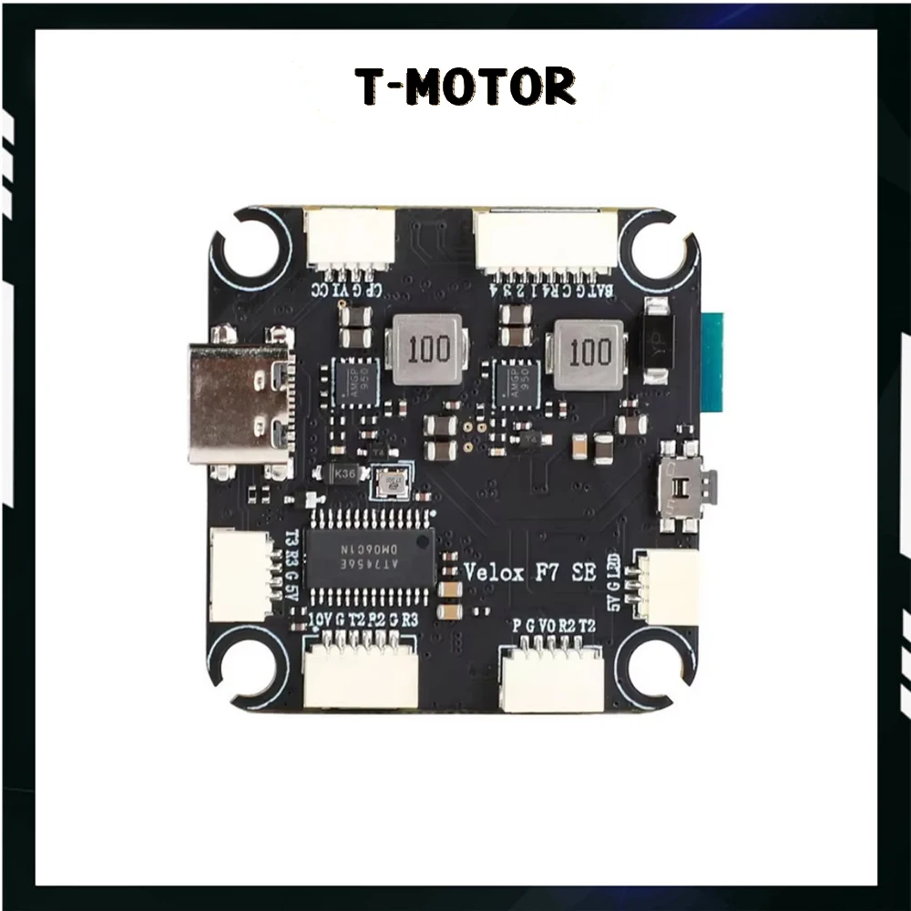 T-MOTOR Velox F7 SE ควบคุมการบินไร้สายบลูทูธ Dual BEC 128M สีดํากล่องรองรับ HD/Analog VTV 12-27V(3-6S) สําหรับ FPV Drone