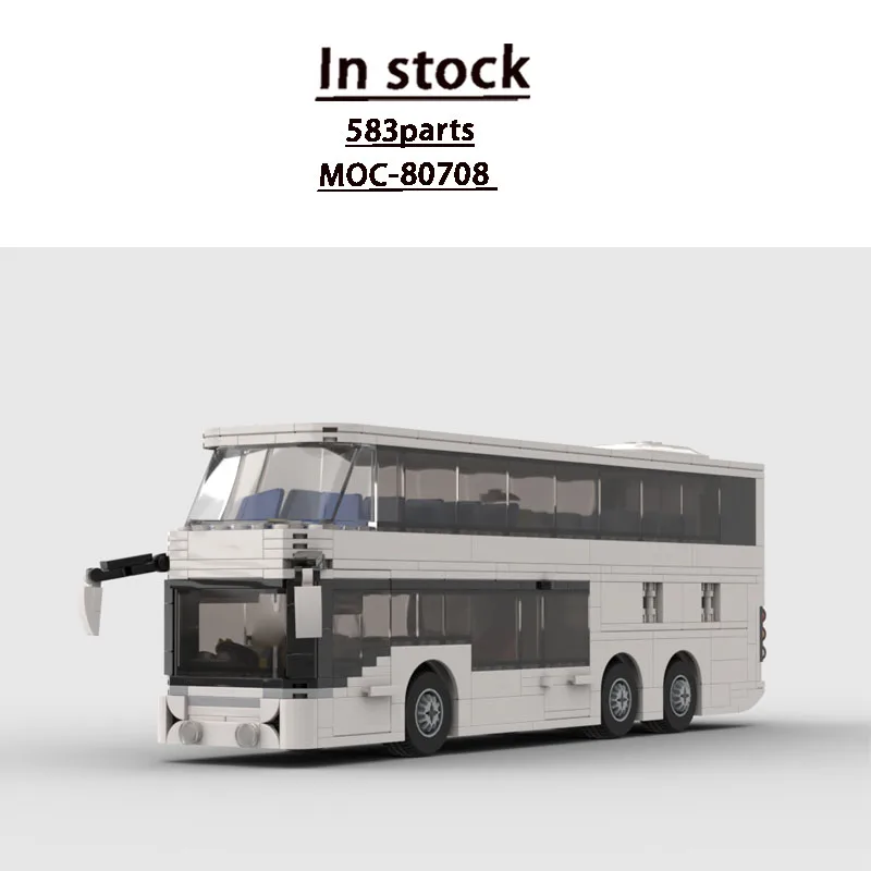 

MOC-80708 City Traffic Double-Decker Bus Brick Model, 583 Parts, Creative Birthday and Christmas Toy Gift for Boys and Children