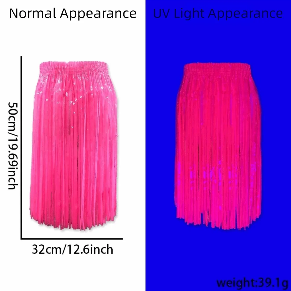 50cm Fluorescent Tinsel Skirts Lightweight Eye-catching Design Fringe Dresses Dance Performance Half-Skirts Adult & Kids'