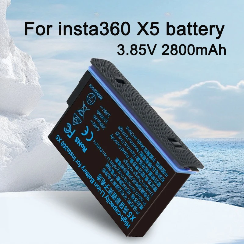 2800mAh For Insta360 X5 Battery with storage box for Insta 360 X5 Panoramic Motion Camera Battery Power Accessories Comes