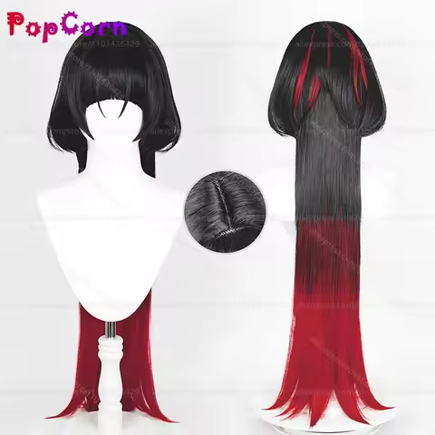 Jane Doe Wig Unisex 90cm Long Hair Black Gradient Red Wig Cosplay Anime Heat Resistant Synthetic Wigs