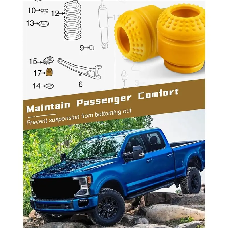 2PCS Front Suspension Bumper Bump Stop For Ford F-250 F-350 F-450 Super Duty 2005-2024 K201944 DC3Z-3020-B 5C3Z3020DA-M53K view 3