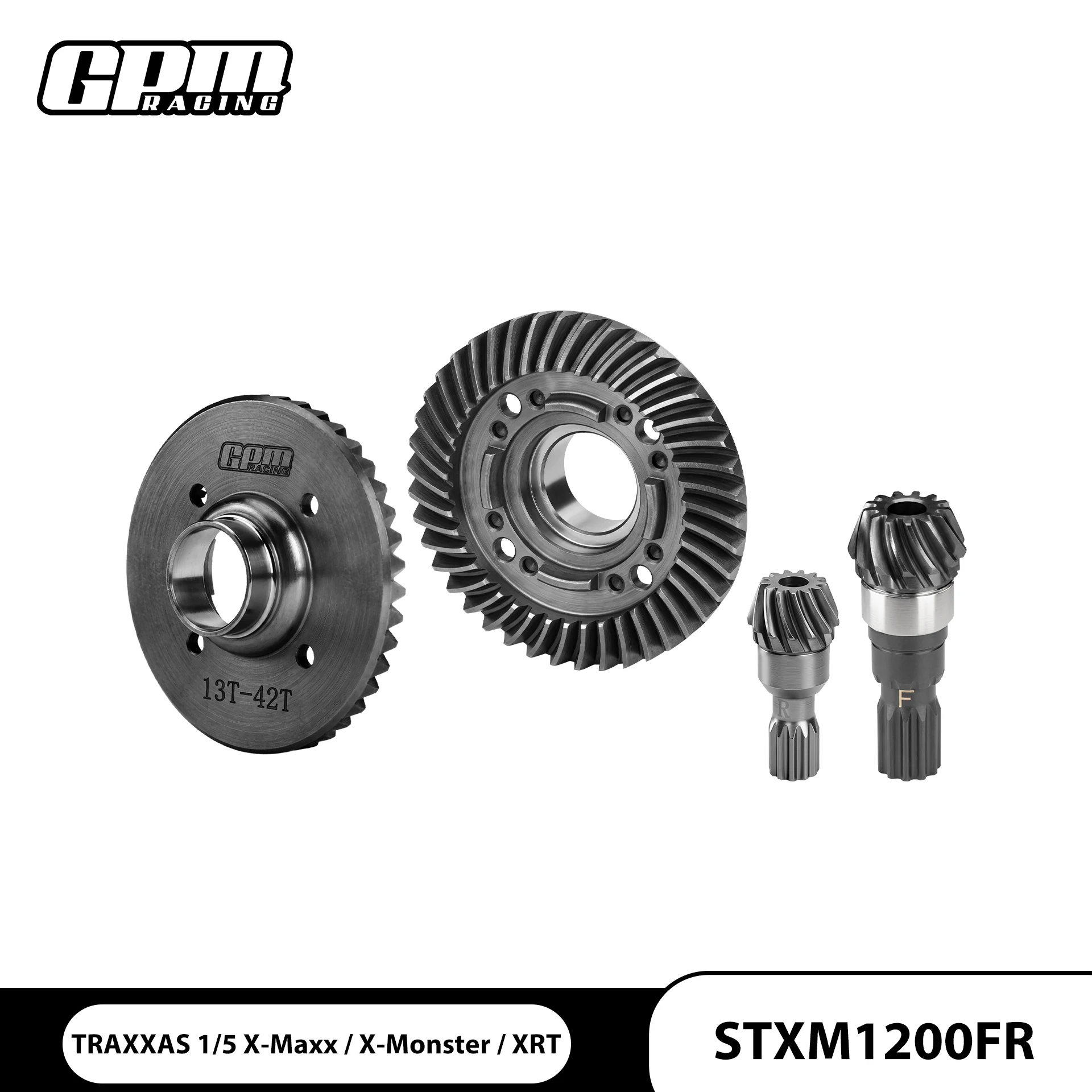 GPM Chrome Steel Front+ Rear Differential Ring Gear 42T & Pinion Gear 13T For TRAXXAS 1/5 X-Maxx 6S 8S / XRT / X-Monster