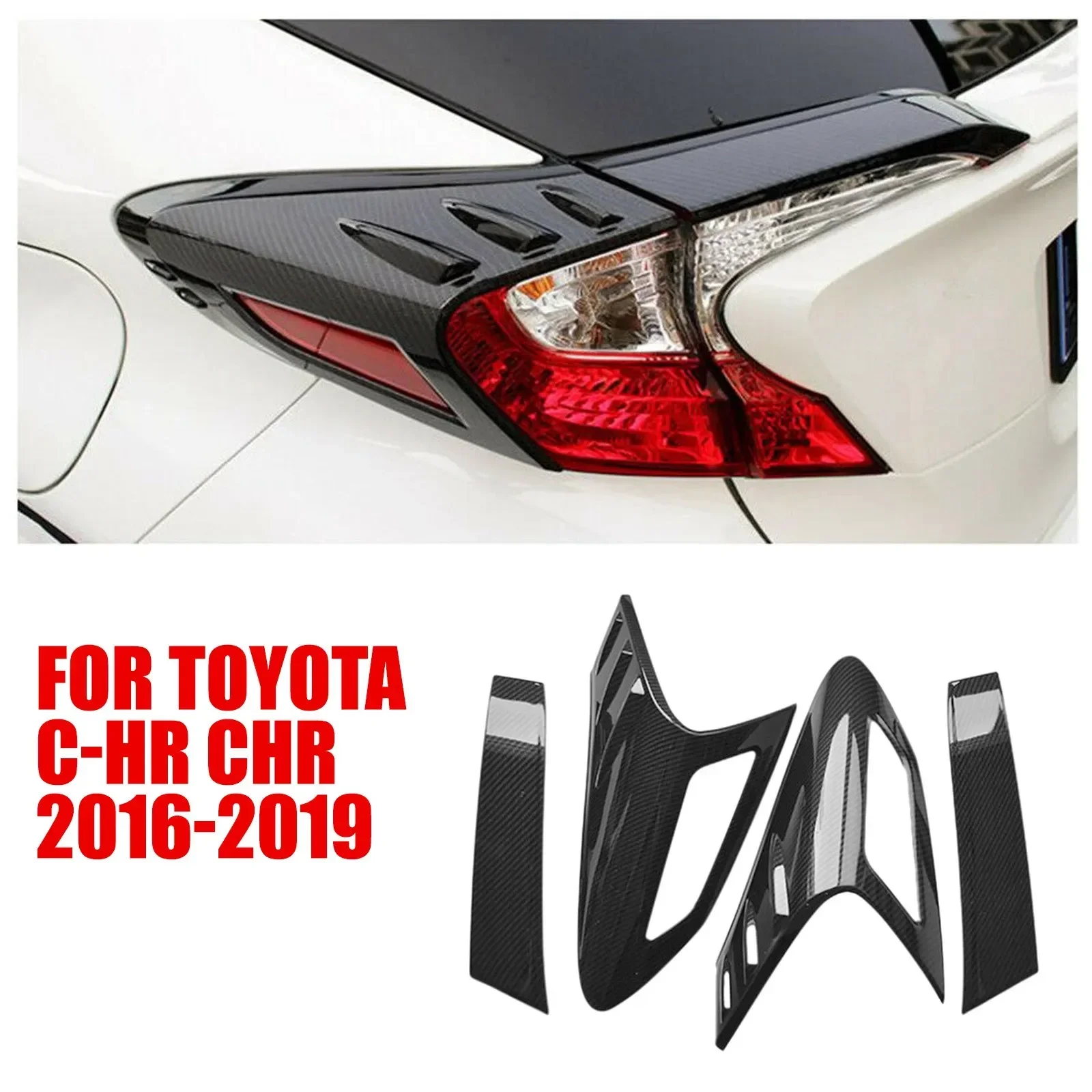 Cubierta de luz trasera de fibra de carbono para coche, accesorio embellecedor para Toyota C-HR CHR 2016-2019