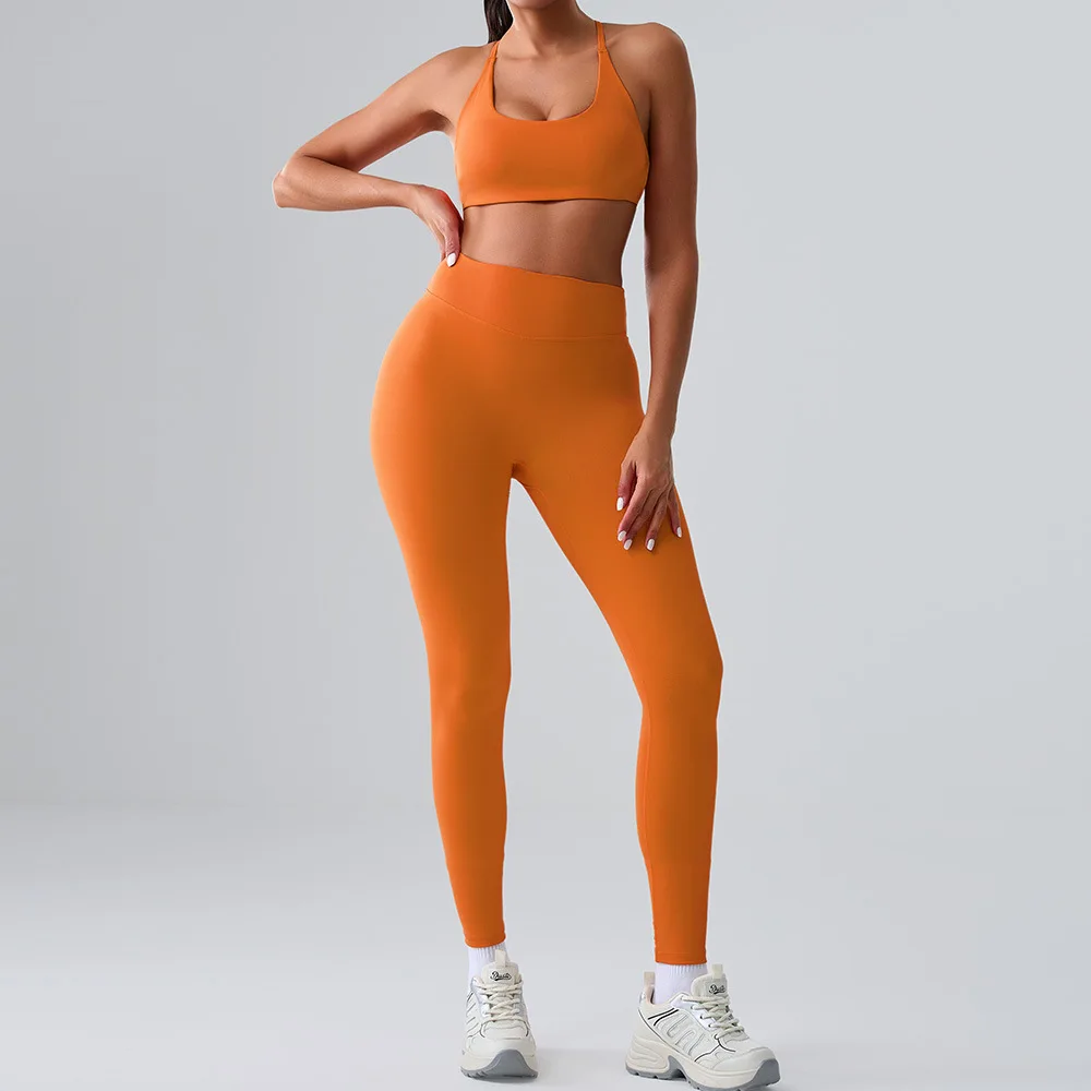 

Women's Seamless Yoga Set Summer Sports Bra Vest Breathable Quick-Dry Gym Running Fitness Suit Workout Outfit Sportswear
