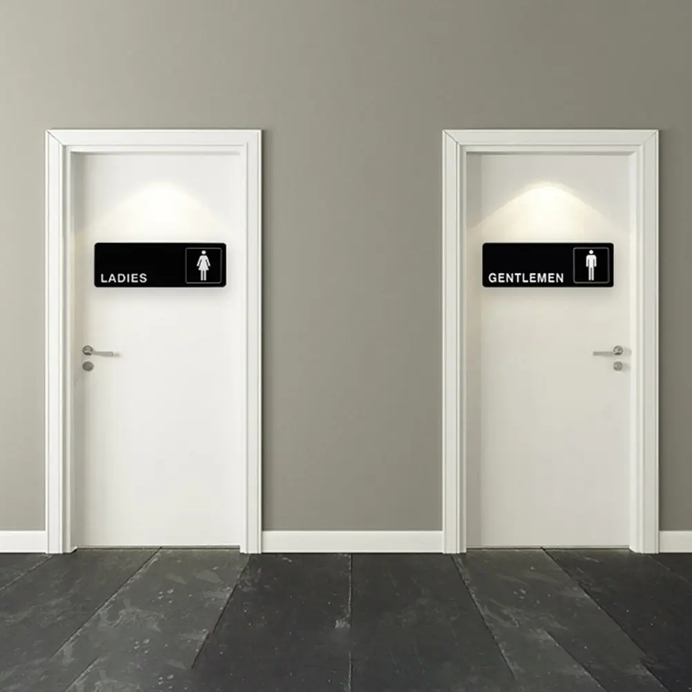 2Pcs Modern Bathroom Door Signs Gentleman Ladies Toilet Signboard Easy Installation Clear Directional Guidance for Commercial