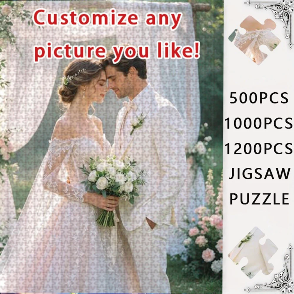 35/300/500/1082pcs Personalized Custom Photo Puzzle Couple Photos Wooden/cardboard for Adults DIY Toys Decoration