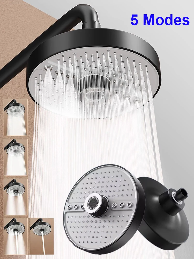 2025 Baru 5 Mode Kepala Pancuran Curah Hujan Aliran Besar Pancuran Supercharge Pancuran Hujan Semprotan Atas Tekanan Tinggi Aksesori Kamar Mandi