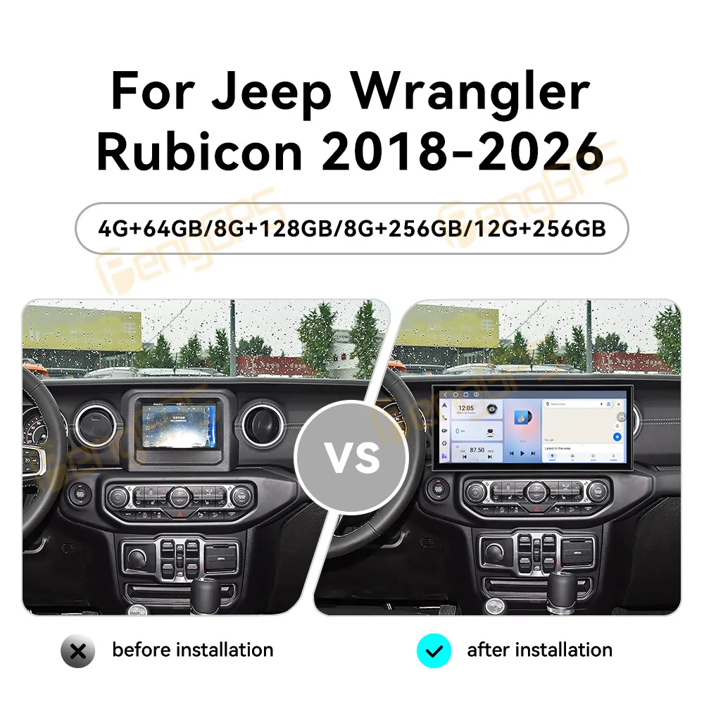 Car Accessories Radio For Jeep Wrangler Rubicon 2018-2026 Android Auto GPS Navigation Multimedia Stereo Receiver Head Unit