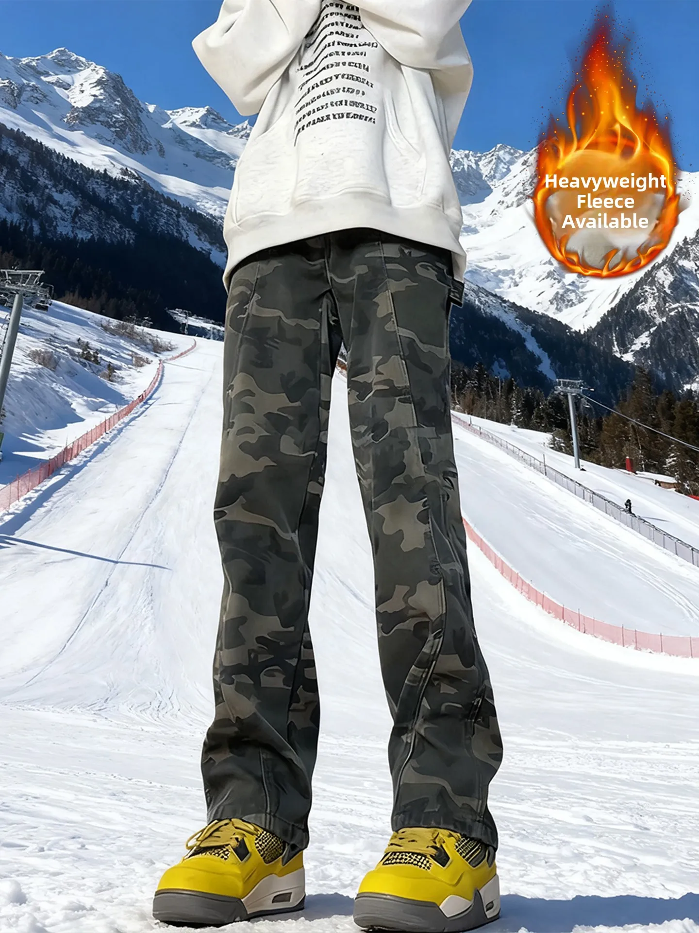 

Мужские джинсы American Sle Fce с камуфляжным принтом, утепленные, в стиле ретро, прямые, зауженные, с расклешенным низом, для зимы