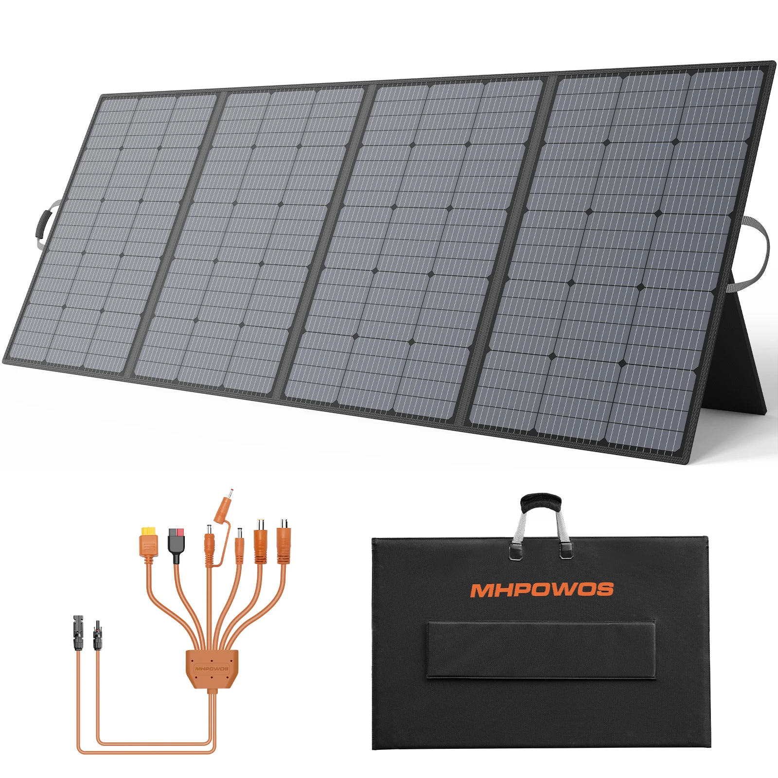 MHPOWOS 400W Portable Solar Panel for Power Stations Foldable Solar Handbag with Kickstands for Solar Generators, RVs, Camping