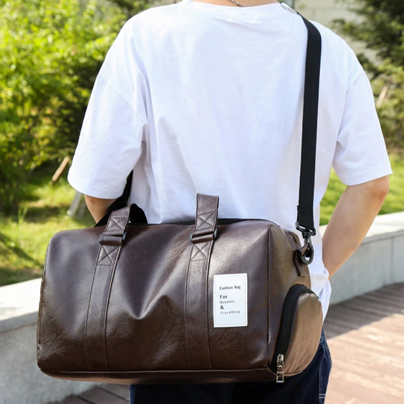 Bolsa de gimnasio de cuero para hombres y mujeres, bolsas húmedas y secas para entrenamiento de zapatos, Fitness, Yoga, viaje, almacenamiento de