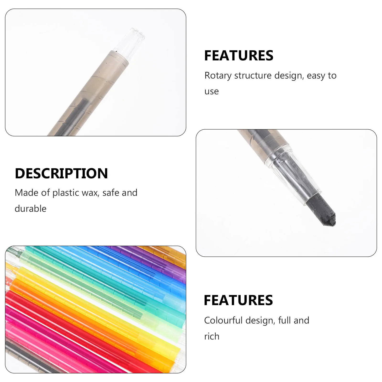 

12Pcs Rotating Kids Crayons 12 Colors Rich Pigment Drawing Pens for Children's Painting Art Tools Rotating Kids Crayons