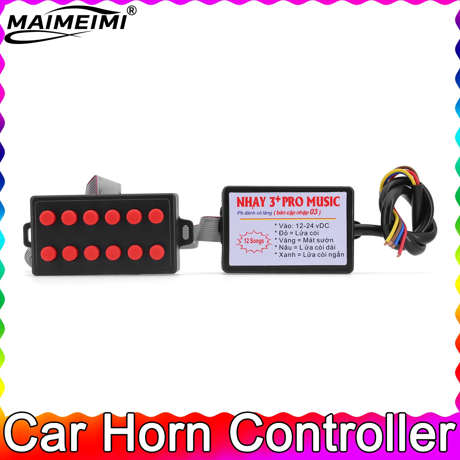 

12 Sound Effects Switching Car Horn Controller Electric Horn Speaker Sound Control Unit 12-24V for Car Truck Marine Boat