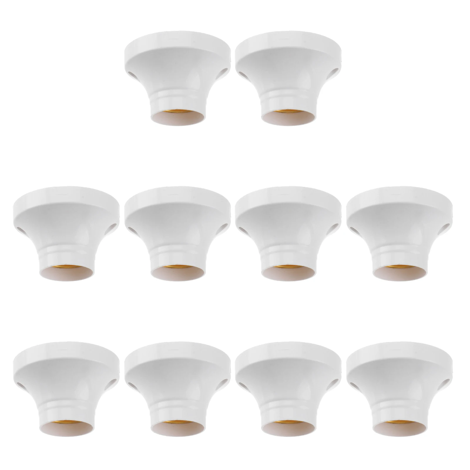 

10Pcs E27 Screw Type Light Socket Plastic Metal White Ac 250V 6a Lamp Holder Base for Home Office Factory E27 Socket