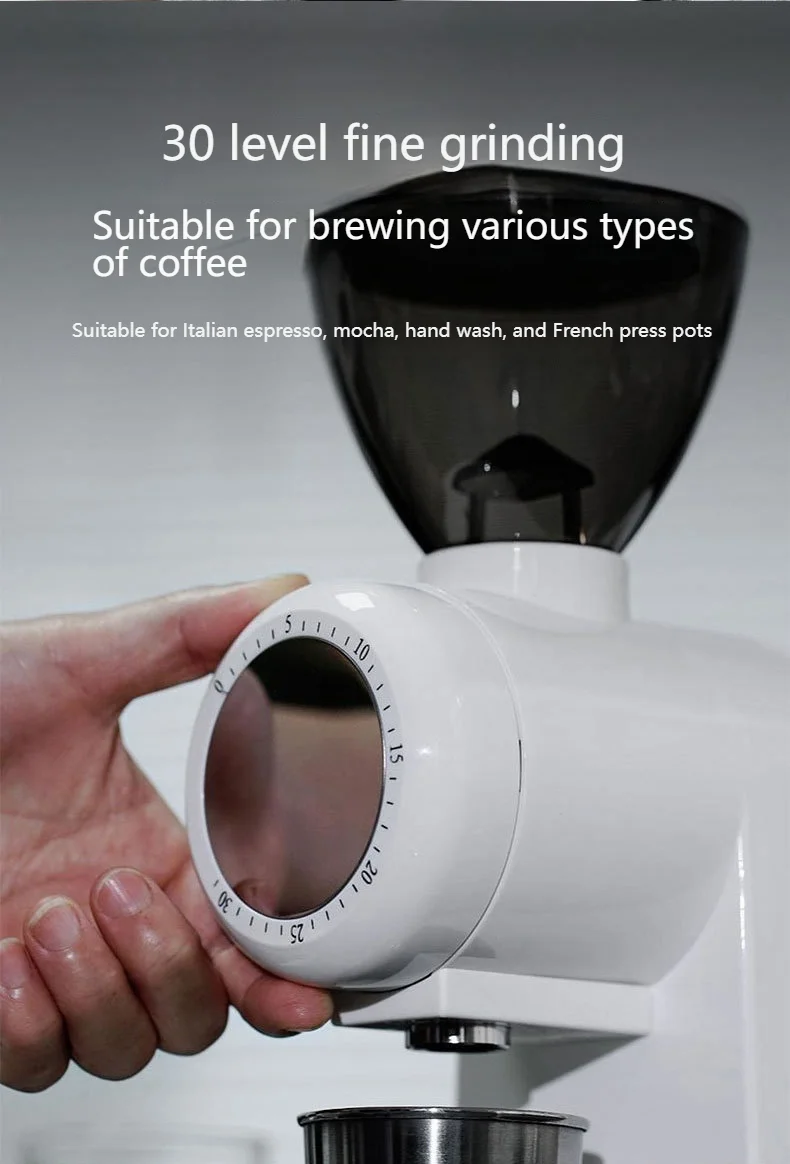 CAFOVO G1004A Electric Coffee Grinder 48mm Flat Burr Plasma Anti-Static Technology for Espresso Pour Over French Press Home Use