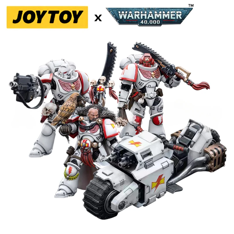 JOYTOY 1/18 Action Figure 40K White Scars Intercessors And Bike Anime Collection Military Model