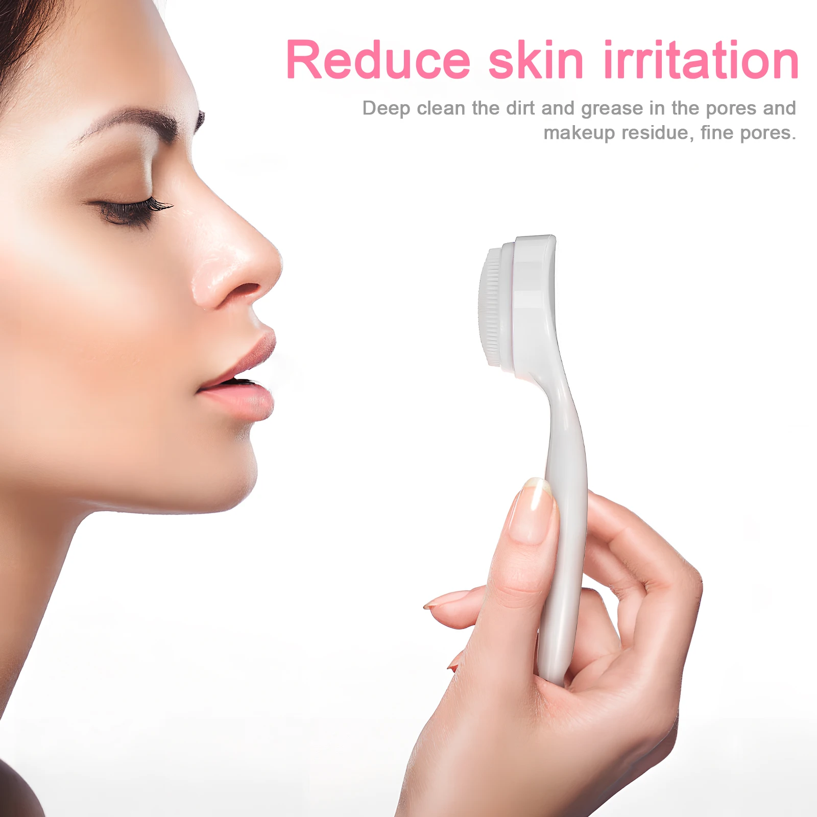 

2Pcs Silicone Facial Brush Facial Cleansing Brush Soft Manual Exfoliator Face Scrubber Detachable Head Skin Care Tool