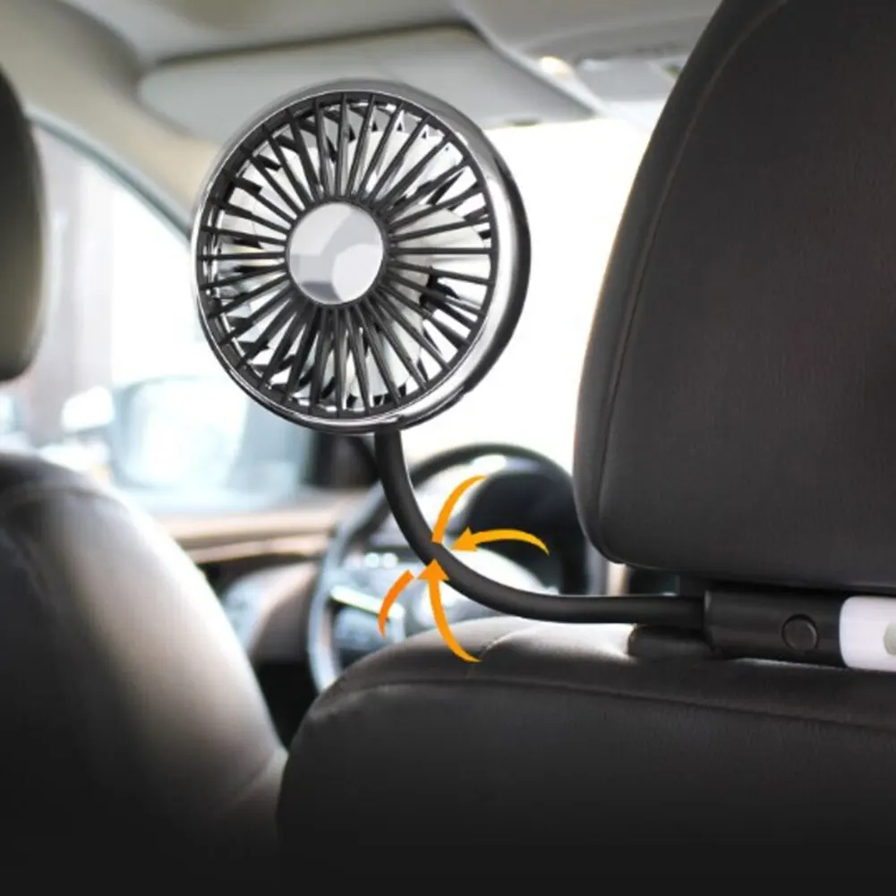 Dualhead USB For car fan with LED light 360 degree rotation for For car and home use adjustable 3 speed cooling