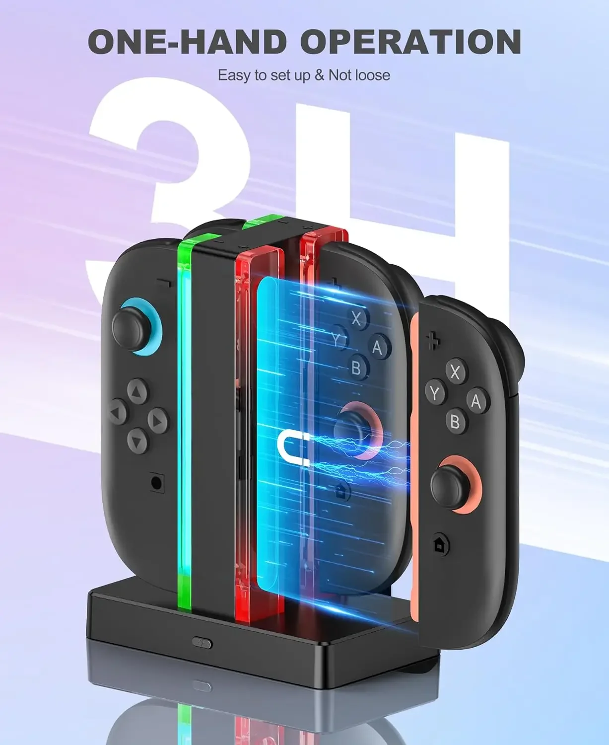 BEBONCOOL Charging Dock For Joycon 2 Controller Charging Stand for Switch 2 with USB C Charging Cable Magnetic Charger